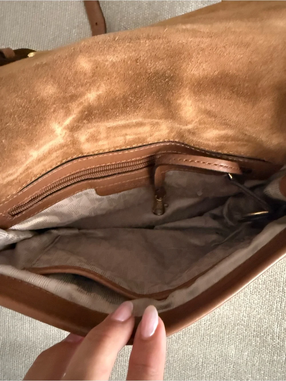 Michael Kors Leather Riding Suede Leather Crossbody Bag